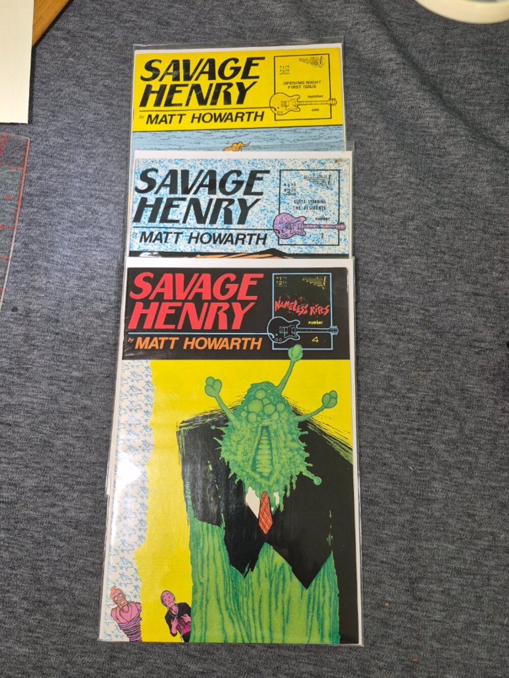 Savage Henry Comic Book Lot (Issues 1, 2, 4) - Matt Howarth, Vortex 1987 B&B